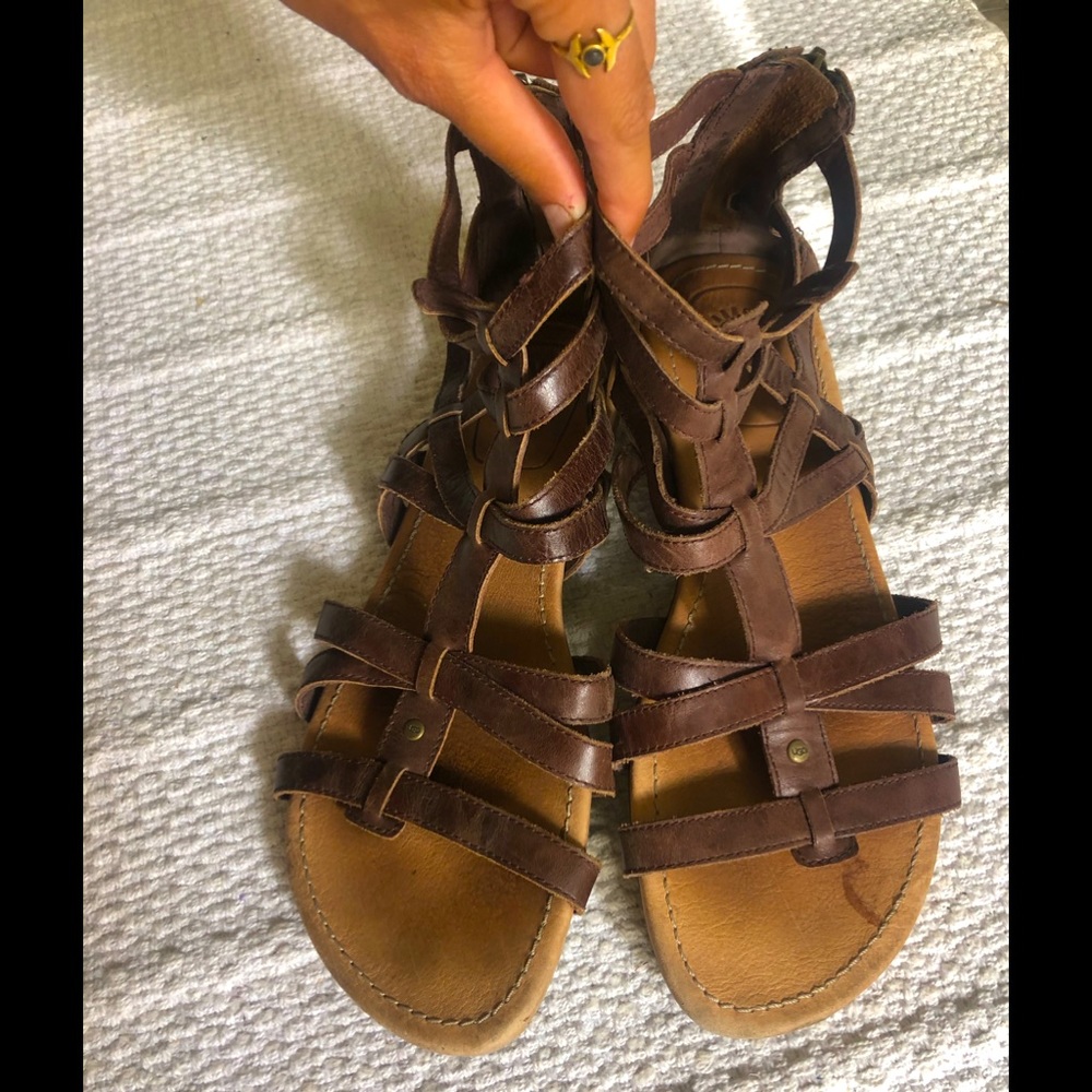 Brown leather UGG Greek style sandal